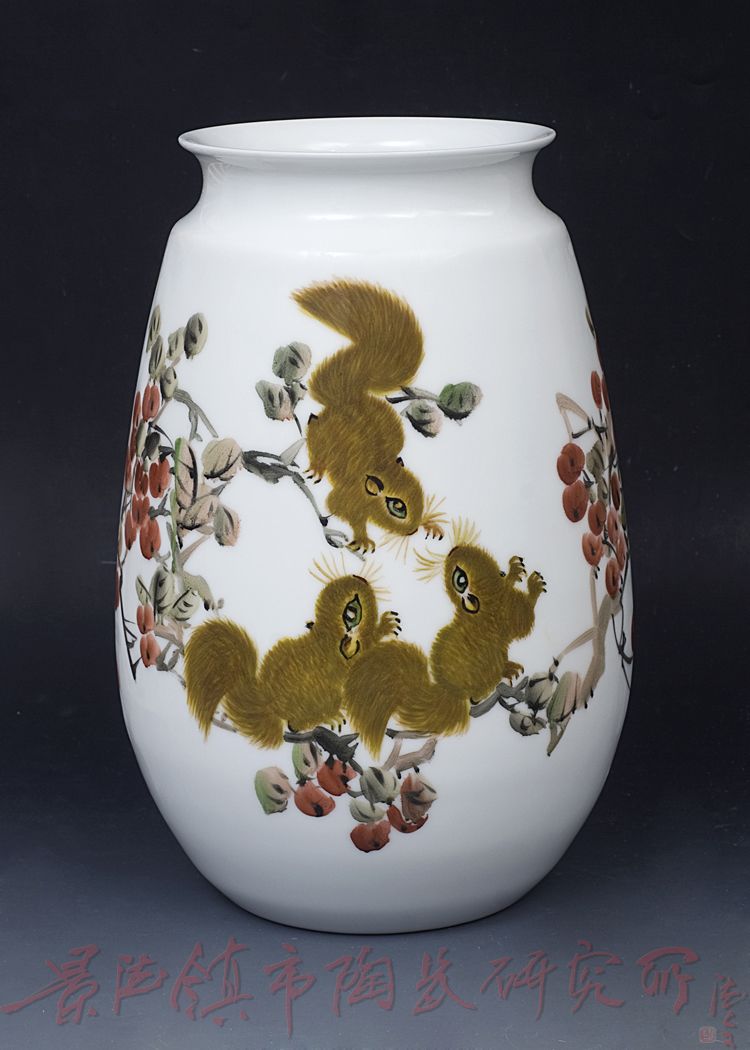 名人名作 中国陶瓷艺术大师朱正荣作品150件釉上彩《春趣》瓷瓶