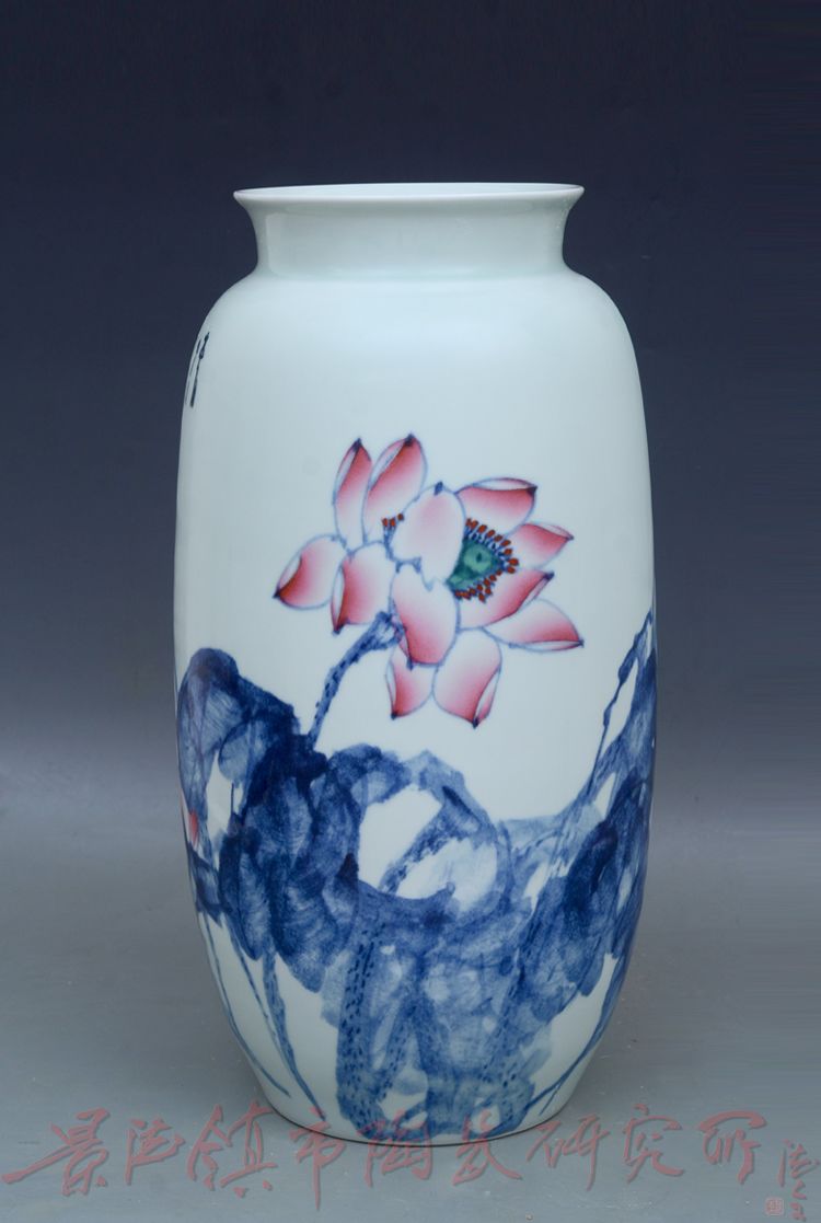 名人名作 江西省工艺美术大师周鹏作品150件釉下彩《清香》瓷瓶